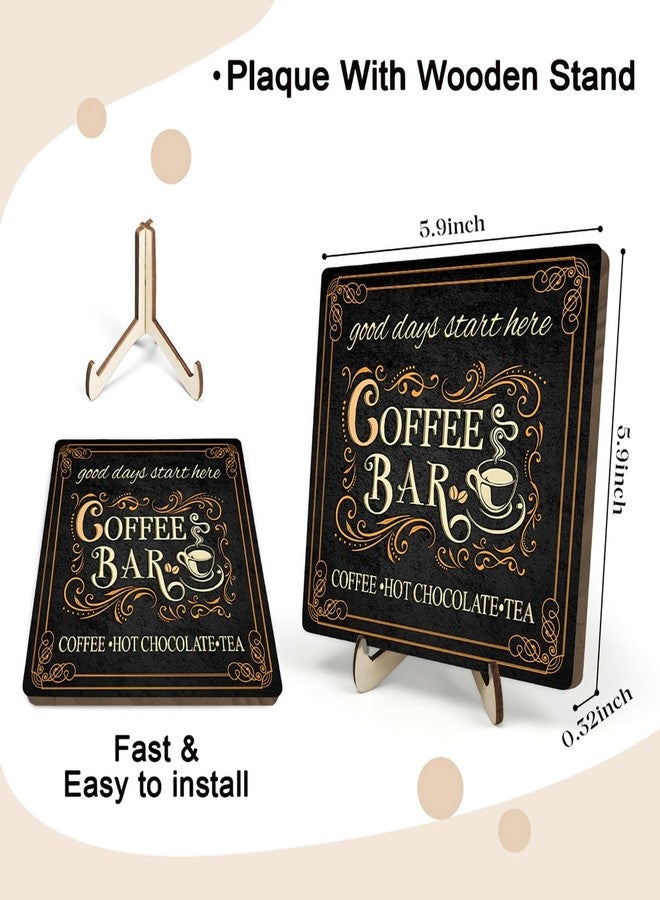 DMADNF Coffee Bar Sign Plaque, Coffee Signs for Coffee Station, Vintage Coffee Sign Decor for Kitchen, Coffee Bar Accessories, Coffee Themed Gifts, Farmhouse Cafe Sign,Coffee & Tea Bar Decor Signs (Black, - Image 2